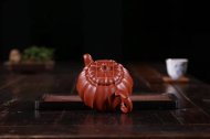 《筋纹瓜趣》宜兴纯手工紫砂壶筋纹全手工花器大红袍泡茶壶