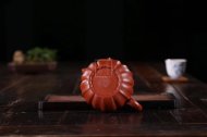 《筋纹瓜趣》宜兴纯手工紫砂壶筋纹全手工花器大红袍泡茶壶