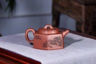 《六方荣华》宜兴紫砂壶六方底槽青泡茶壶