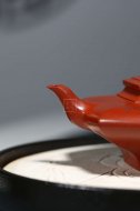 《六方虚扁》宜兴紫砂壶大红袍工艺美术师手工虚扁茶壶茶具