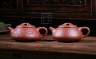 《景舟石瓢》宜兴助理工艺美术师手工紫砂壶红皮龙料茶壶石瓢茶具