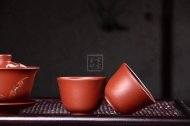 《福在眼前盖碗小杯套装》宜兴紫砂茶壶紫砂泡茶壶朱泥手工工艺美术员泡茶壶