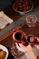 《大度》宜兴紫砂壶工艺美术师原矿掇球紫砂茶具大红袍壶