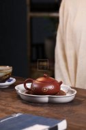 《印花扁西施》宜兴紫砂壶实力派名家纯手工礼品茶具红皮龙西施茶壶