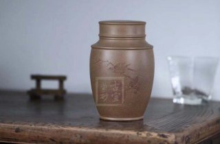 《茶仓鸣雨刻绘》宜兴紫砂壶原矿紫砂茶具段泥壶