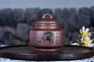 《牛转乾坤套组》宜兴纯手工紫砂壶全手工花器紫泥泡茶壶