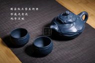 《风卷葵套具》宜兴纯工艺美术师全手工紫砂壶天青泥壶茶壶风卷葵茶具