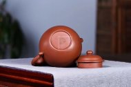 《古韵莲子》宜兴工艺美术师工紫砂壶底槽青掇球茶壶茶具