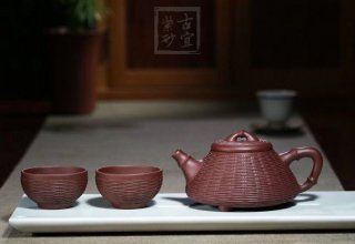 《竹编石瓢》紫砂壶紫泥全手工老师收藏重器石瓢