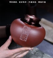 《手工精品密封茶叶罐》宜兴紫砂壶作品全手工紫泥