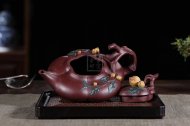 《圣桃》宜兴高级工艺美术师手工紫砂壶圣桃泡茶壶茶具底槽青