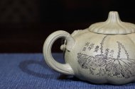 《南瓜》宜兴紫砂壶名家助理工艺美术师纯手工青灰段中壶茶具功夫泡茶壶家用南瓜套装