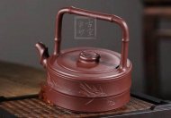 《竹韵提梁》宜兴紫砂壶工艺美术师纯手工泡茶壶茶具紫泥扁竹提梁