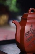 《汉方》宜兴紫砂壶顾洪军玫瑰红铁砂全手工茶壶