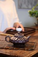 《合菱》宜兴紫砂壶高级工艺美术师手工多年80目紫泥合菱泡茶壶茶具
