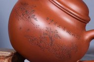 《古韵莲子》宜兴工艺美术师工紫砂壶底槽青掇球茶壶茶具