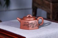 《六方荣华》宜兴紫砂壶六方底槽青泡茶壶