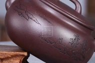 《桥梁扁鼓》宜兴紫砂壶工艺美术师手工刻绘茶壶茶具紫泥