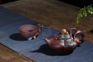《圣桃》宜兴高级工艺美术师手工紫砂壶圣桃泡茶壶茶具底槽青