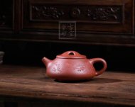 《景舟石瓢》宜兴助理工艺美术师手工紫砂壶红皮龙料茶壶石瓢茶具