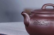 《桥梁扁鼓》宜兴紫砂壶工艺美术师手工刻绘茶壶茶具紫泥