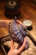 《合菱》宜兴紫砂壶高级工艺美术师手工多年80目紫泥合菱泡茶壶茶具