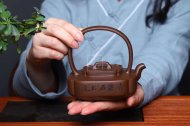《抽角提梁》宜兴紫砂壶紫泥全手工茶壶