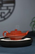 《六方虚扁》宜兴紫砂壶大红袍工艺美术师手工虚扁茶壶茶具
