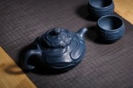 《风卷葵套具》宜兴纯工艺美术师全手工紫砂壶天青泥壶茶壶风卷葵茶具