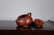 《刻绘石瓢》宜兴工艺美术师工紫砂壶家藏大红袍石瓢