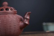 《竹编笑樱》宜兴紫砂壶紫泥手工笑樱紫砂壶