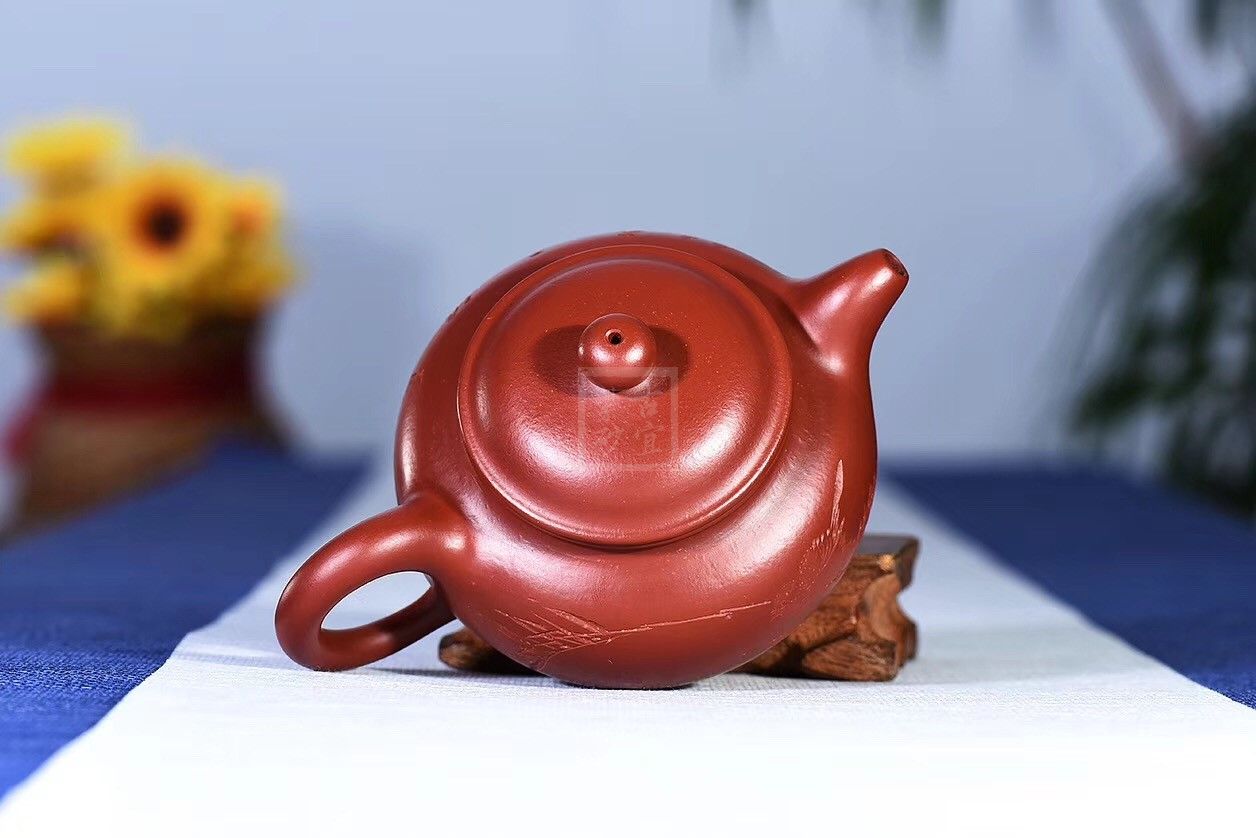 《掇只壶》宜兴紫砂壶掇只纯手工朱泥大红袍料掇只泡茶壶 - 点击图像关闭