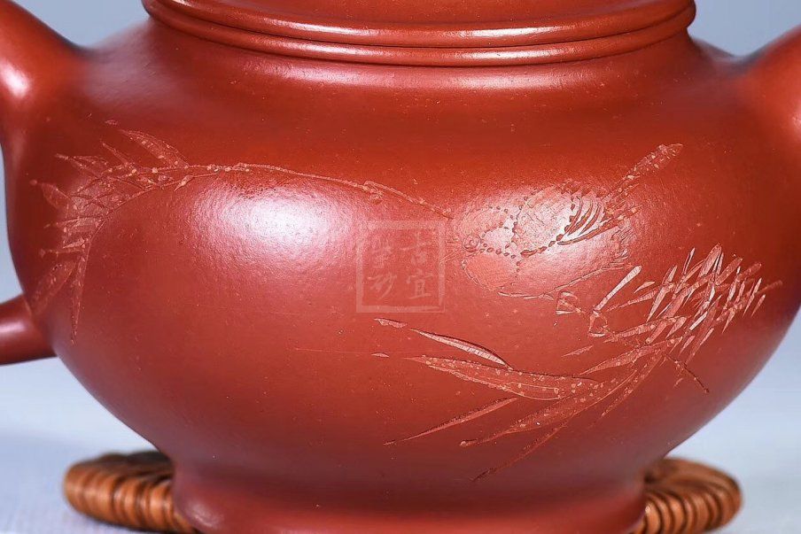 《掇只壶》宜兴紫砂壶掇只纯手工朱泥大红袍料掇只泡茶壶 - 点击图像关闭