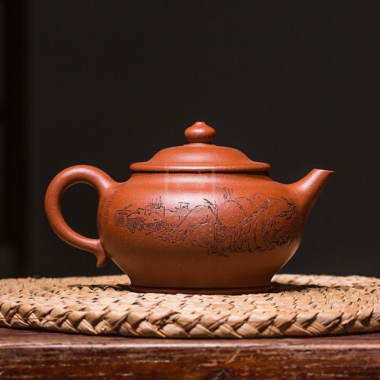 今季ブランド 聚寶齋*紫砂手工彫 紫砂壺*三足壺】茶壺 茶道具 中国古美術 造型 施釉陶