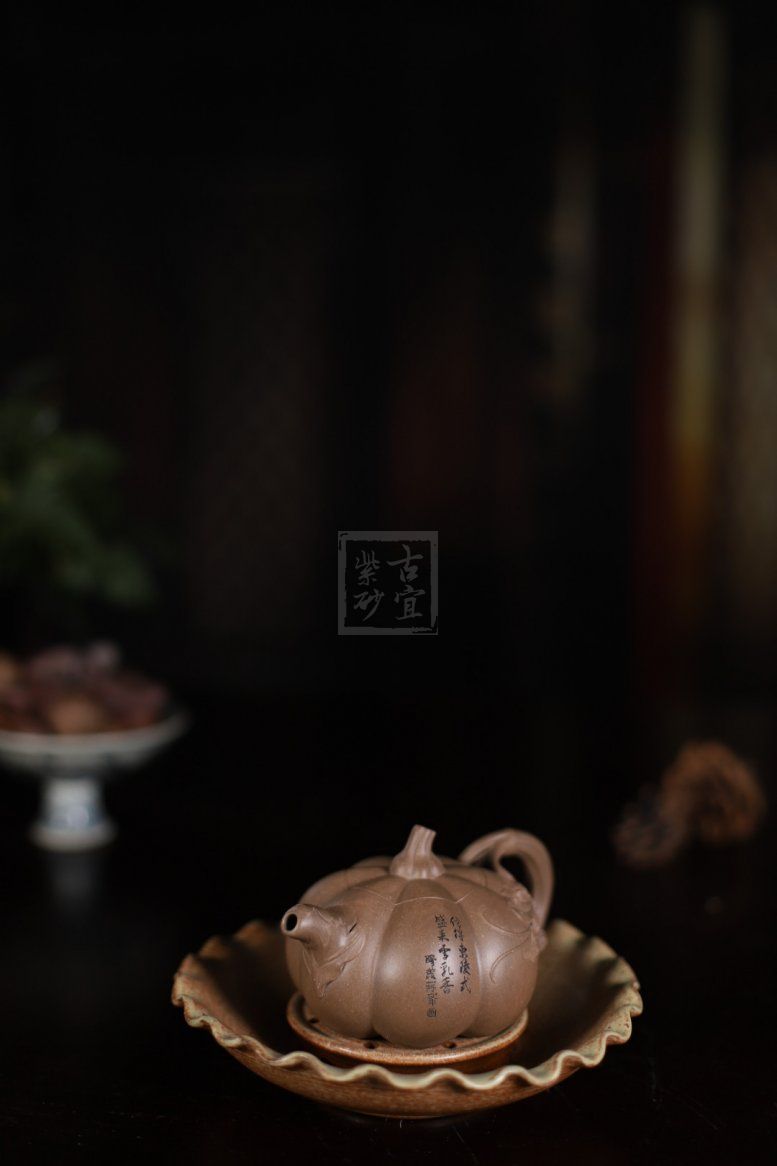 聚寳齋*紫砂精彫 紫砂壺*南瓜壺】茶壺 茶道具 中国古美術