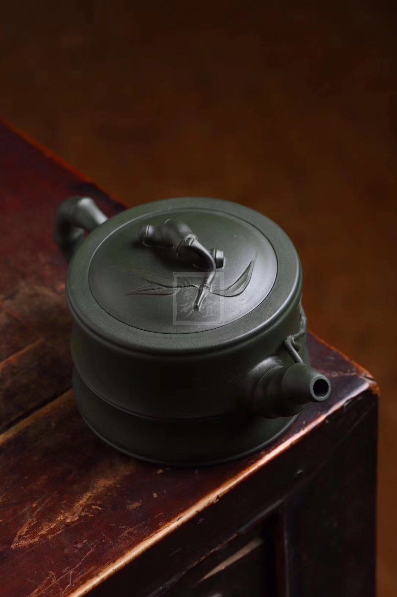 竹段宜兴紫砂壶竹段民国绿泡茶壶|正品王国望紫砂壶价格|民国绿260cc