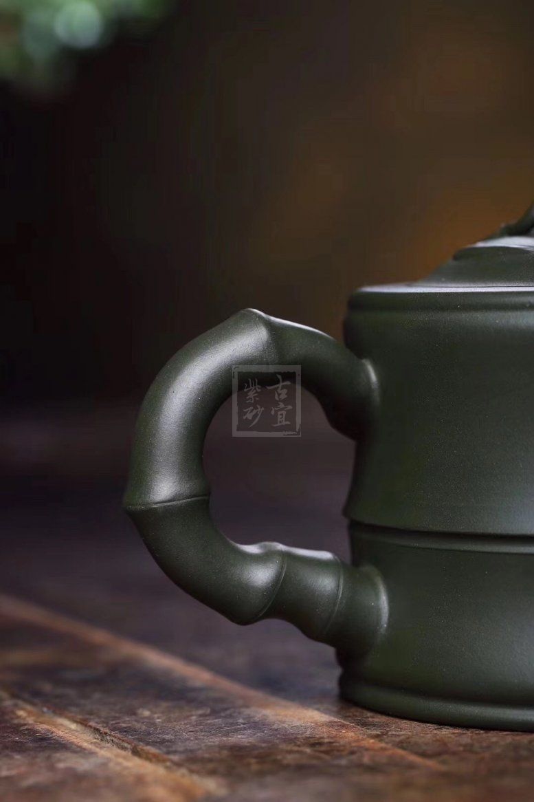 竹段宜兴紫砂壶竹段民国绿泡茶壶|正品王国望紫砂壶价格|民国绿260cc
