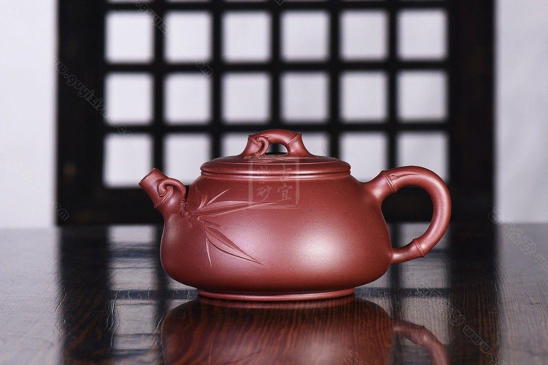 竹韵石瓢|正品许卫中紫砂壶价格|顶级红泥330cc