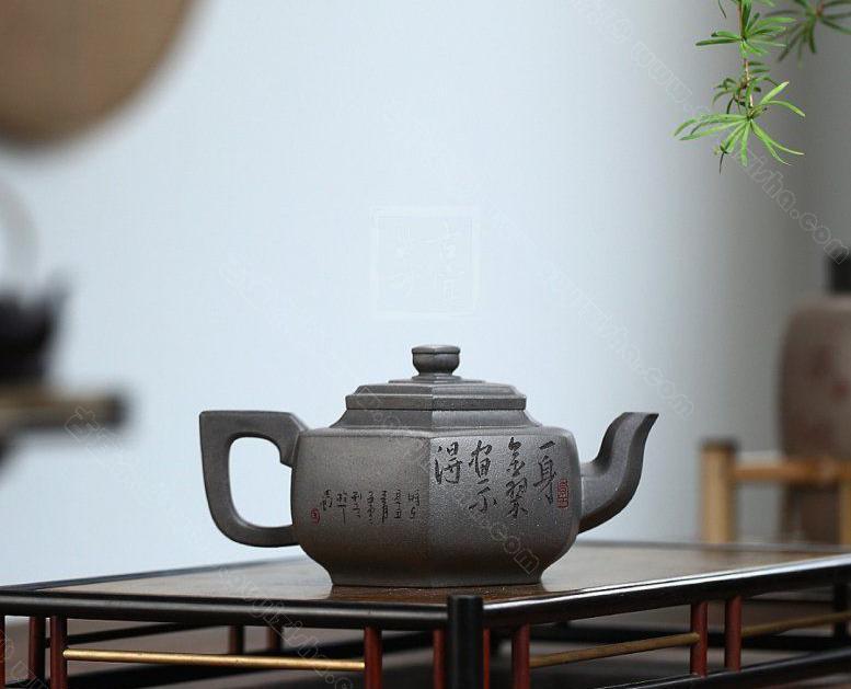 六方雪华|正品王建南紫砂壶价格|黄龙山深井天青泥320cc