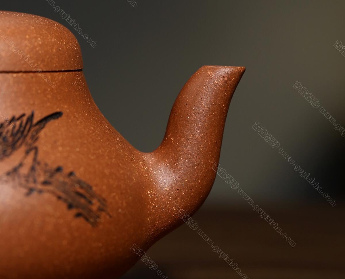 最終処分！花入 花器 花瓶 紫泥 紫砂 花鳥・松鶴・蘭蝶柄 在銘 花鸟朱泥泥绘仿古壶纯全手工紫砂壶250ml | Teasenz.eu