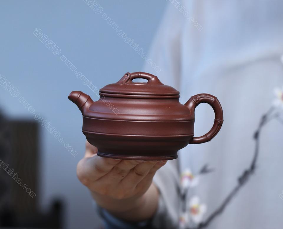 双线竹鼓|正品范俊华紫砂壶价格|紫泥230CC