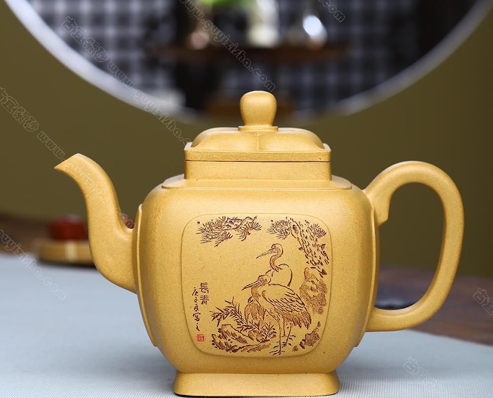 館蔵珍品 紫砂壺 六方梅花壺 陳鳴遠款 原礦紅泥 紫砂壺』置物 賞