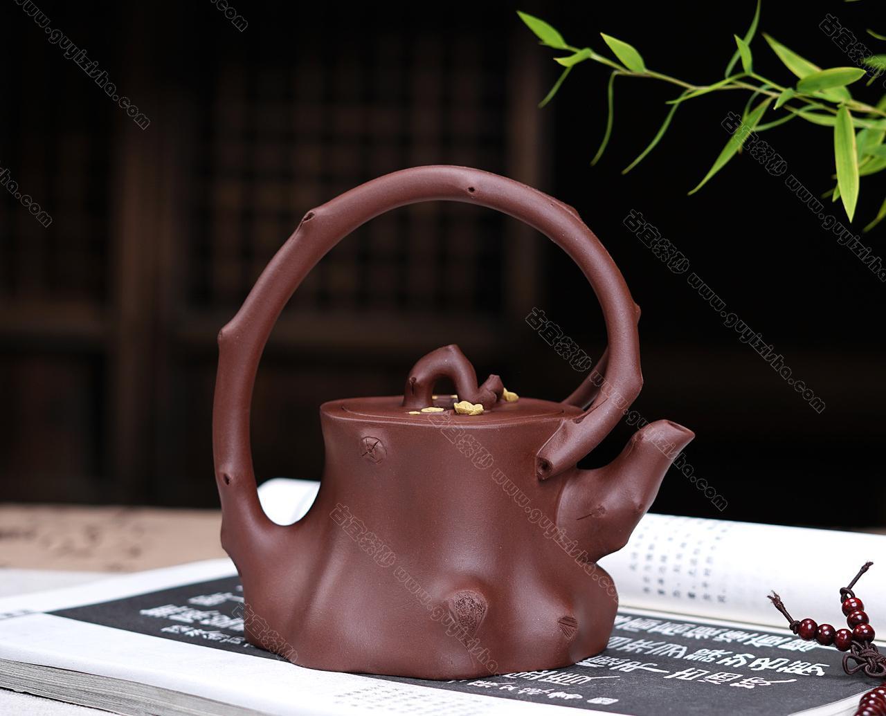 梅桩提梁|正品蒋艺华紫砂壶价格|紫泥215CC