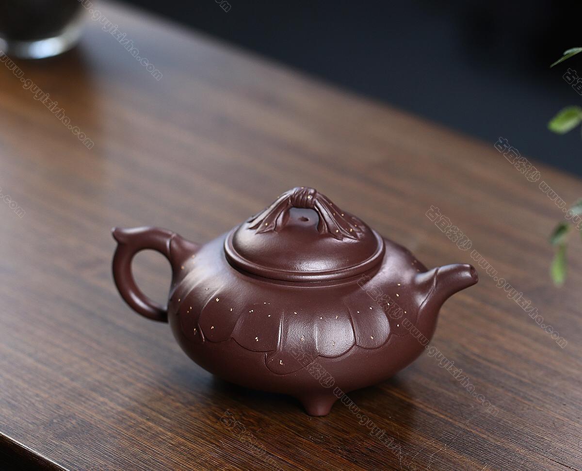 最終処分！花入 花器 花瓶 紫泥 紫砂 花鳥・松鶴・蘭蝶柄 在銘 宜兴名家吴水勤紫砂壶价格《菱花壶》-大师印章简介-淘壶人