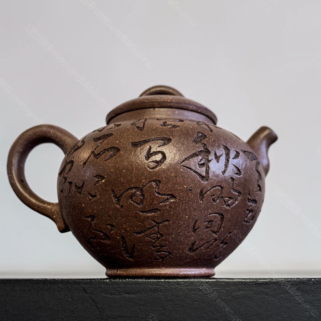 古韵壶|民间艺人紫砂壶价格|紫泥120CC