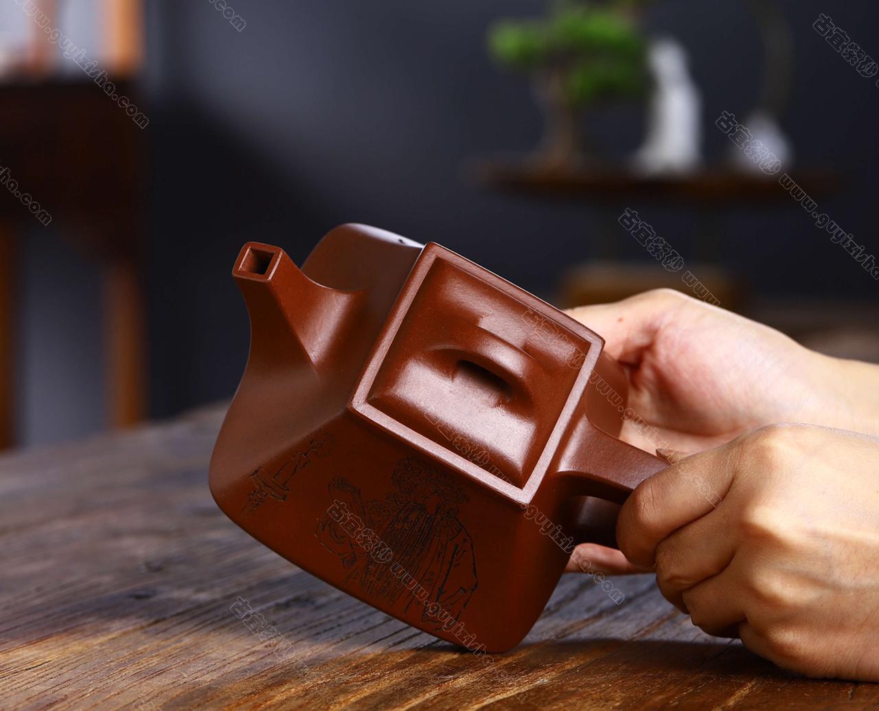 紫交趾　グリン玉　急須　煎茶器　京焼　清昌作 四方石瓢|正品储国峰紫砂壶价格|底槽清320CC