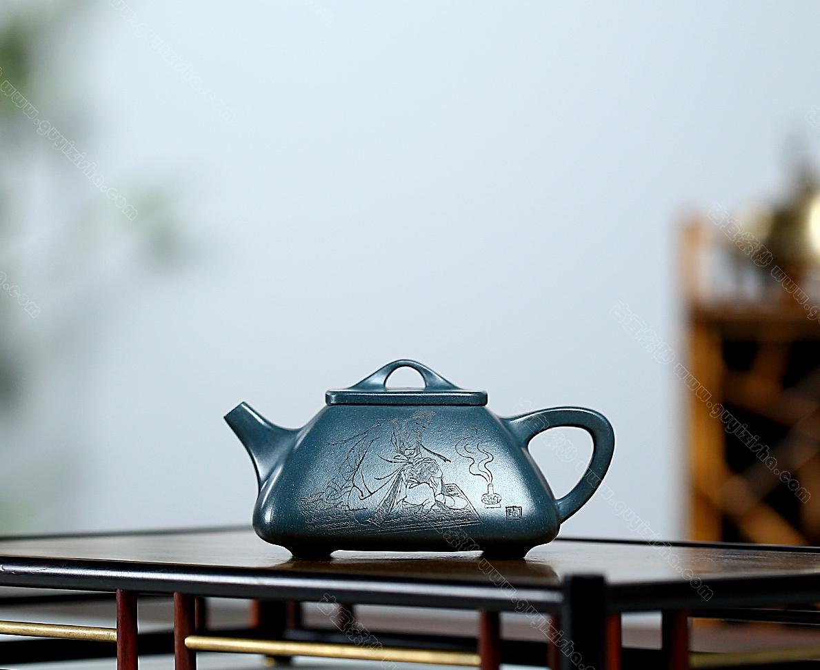 四方石瓢|正品陶金兰紫砂壶价格|民国绿190CC