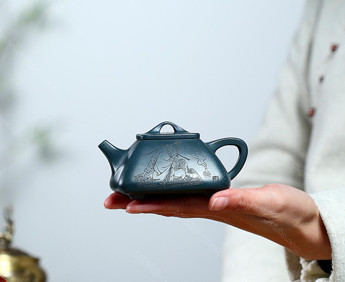 四方石瓢|正品陶金兰紫砂壶价格|民国绿190CC