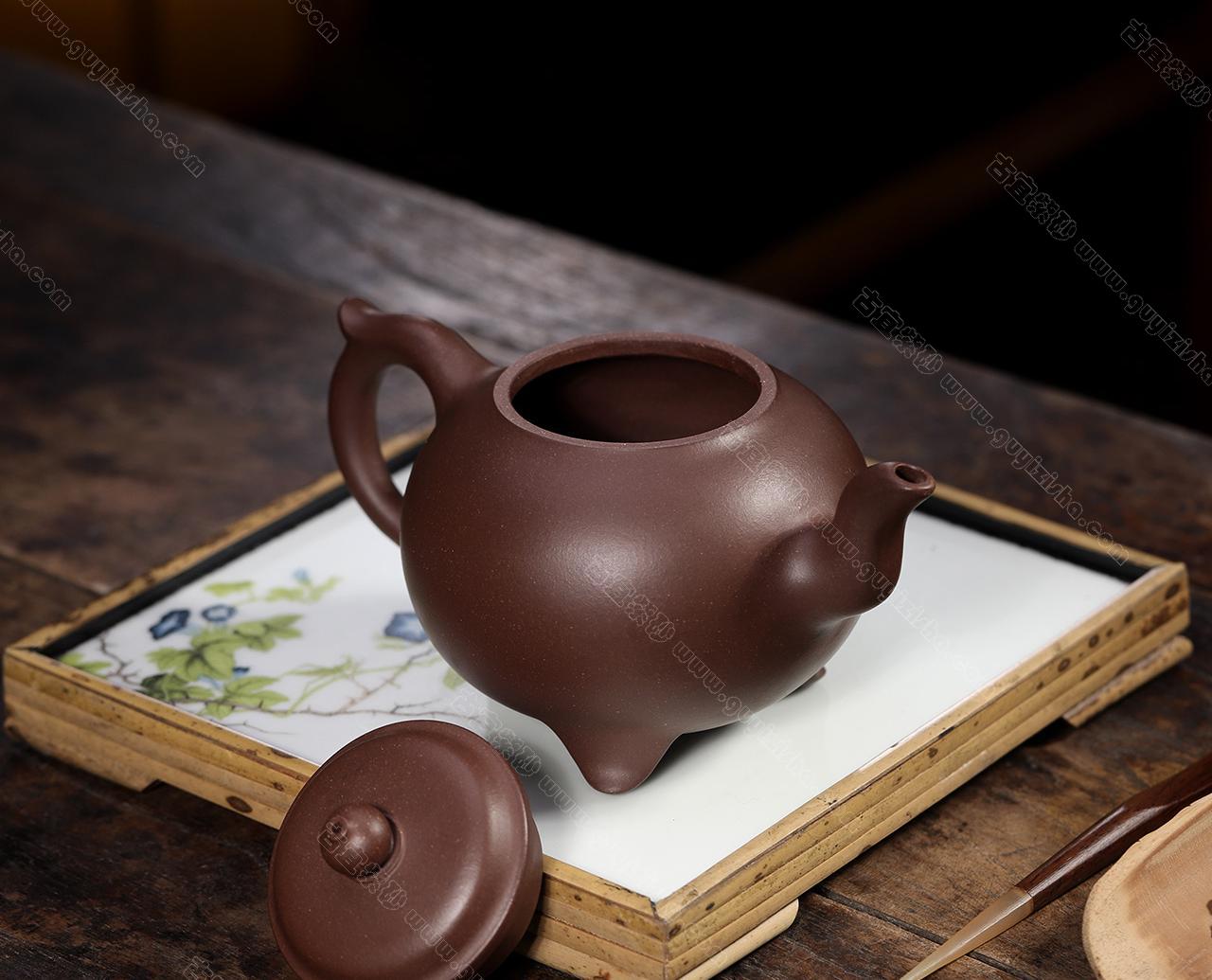 三足笑樱|正品范俊华紫砂壶价格|紫泥400CC 三足笑樱|正品范俊华紫砂壶价格|紫泥400CC