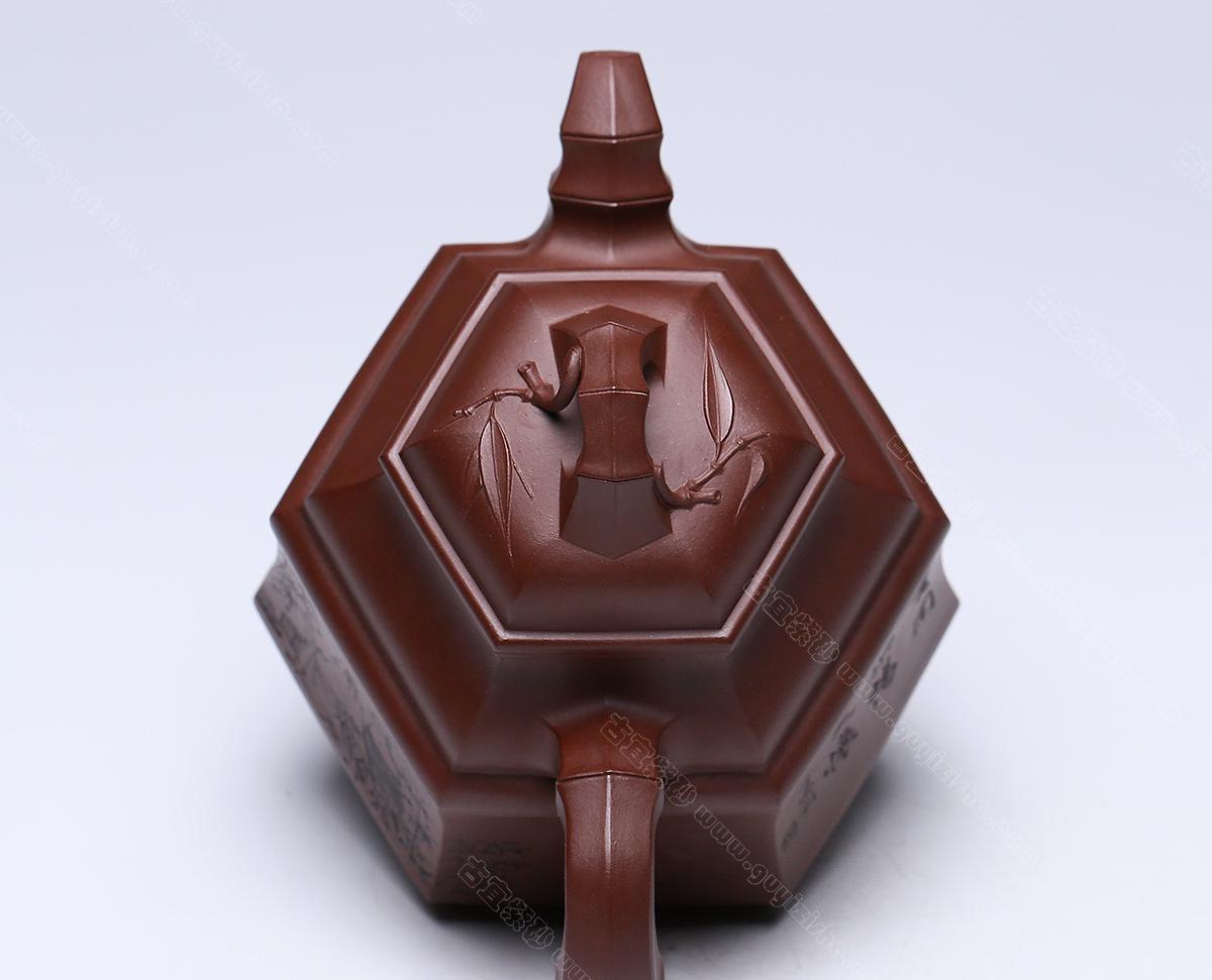 六方竹鼎|正品蒋蓉紫砂壶价格|紫泥300CC
